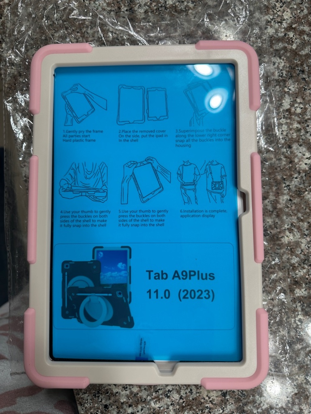 Universal Pink and White Rugged Tablet Case for 11.0" Tab A9Plus (2023)